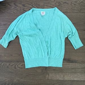 3/4 sleeved cardigan, mint green. Size XS. Great for layering!